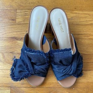 Nine West Mule Sandals with Jean Bow